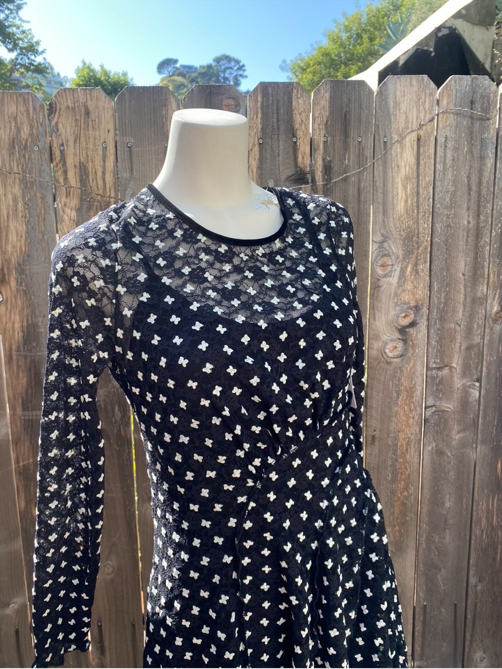 Free People Sheer Delight  Long Sleeve Mini Dress size M NWT - Picture 8 of 13